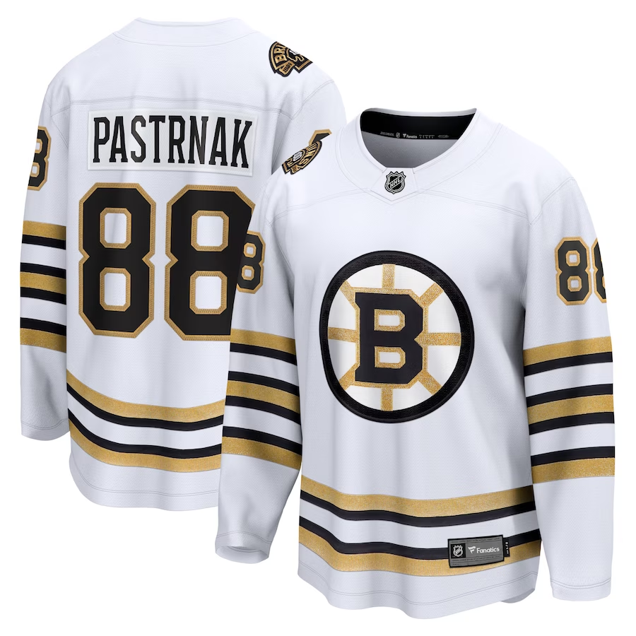 Men's Boston Bruins David Pastrnak #88 White Jersey